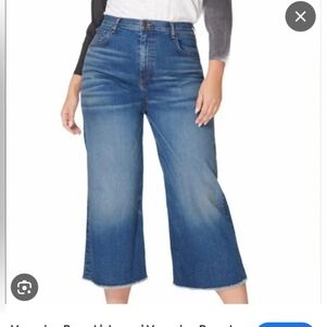 Veronica Beard Jeans High-Rise Raw Edge‎  Wide Leg Jeans Size: Large